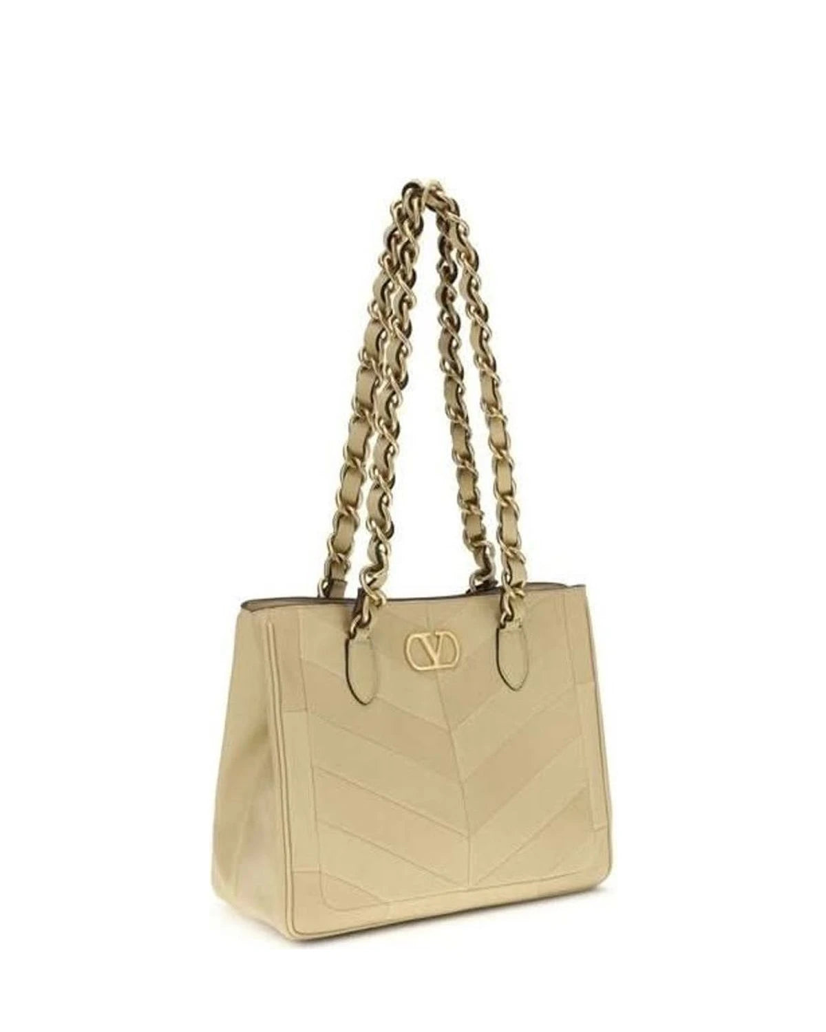 Valentino Garavani Gold Calf Leather Bos Taurus Shoulder Bag