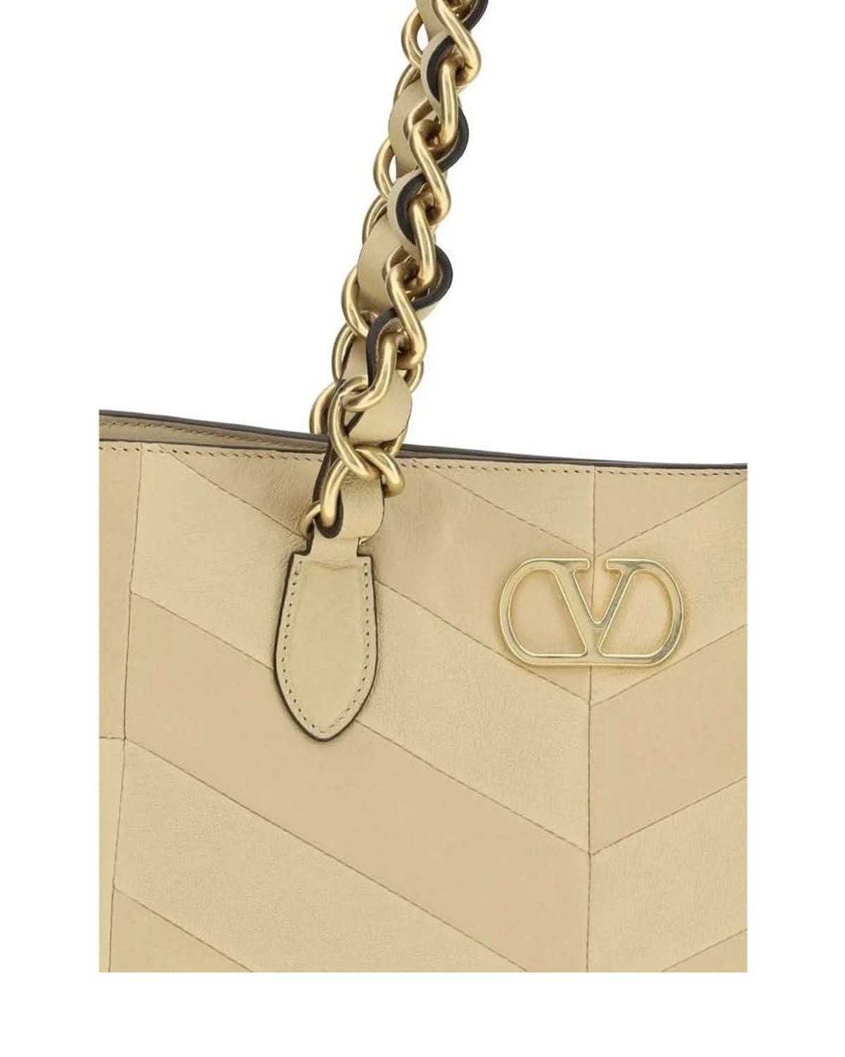 Valentino Garavani Gold Calf Leather Bos Taurus Shoulder Bag