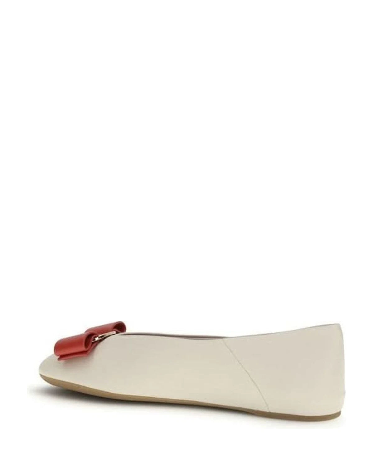 Ferragamo White Calf Leather Bos Taurus Ballet Flats
