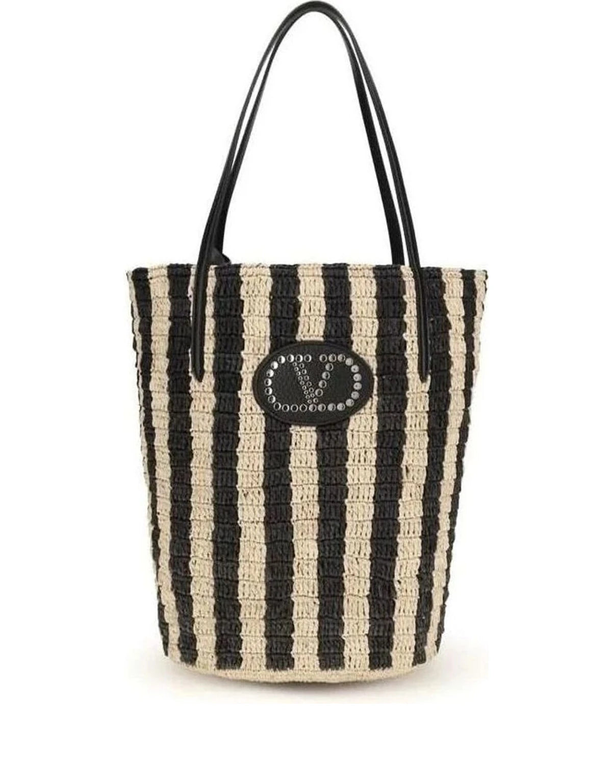 Valentino Garavani Black Raffia Bucket Bag