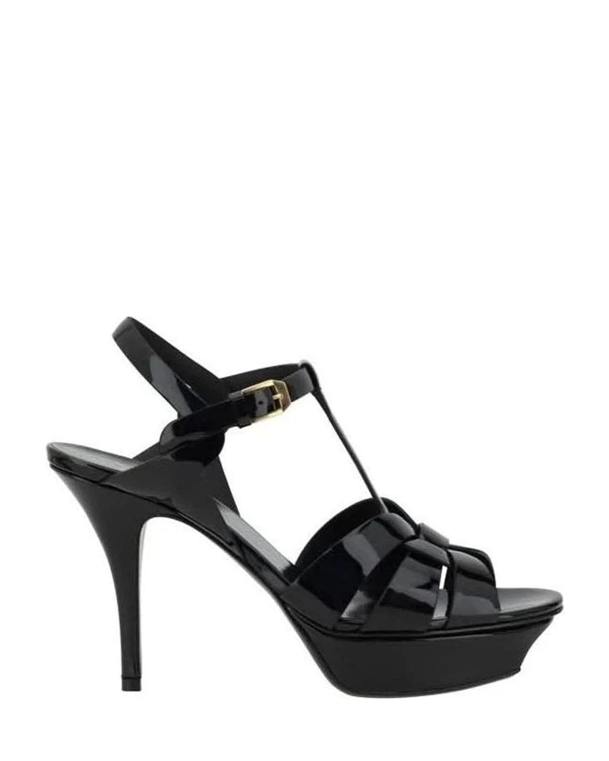 Saint Laurent Black Calf Leather Bos Taurus Stiletto Heel Sandals