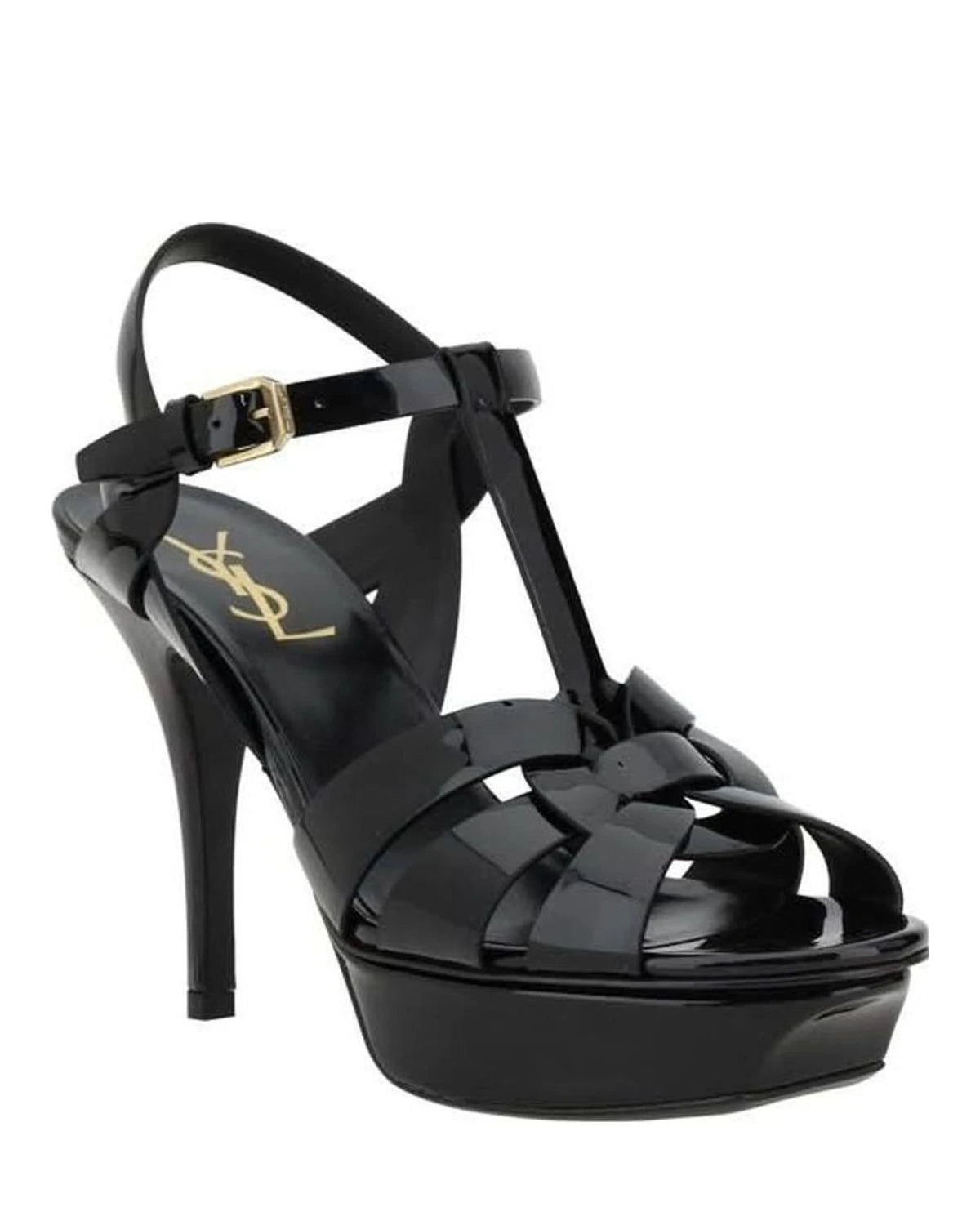 Saint Laurent Black Calf Leather Bos Taurus Stiletto Heel Sandals