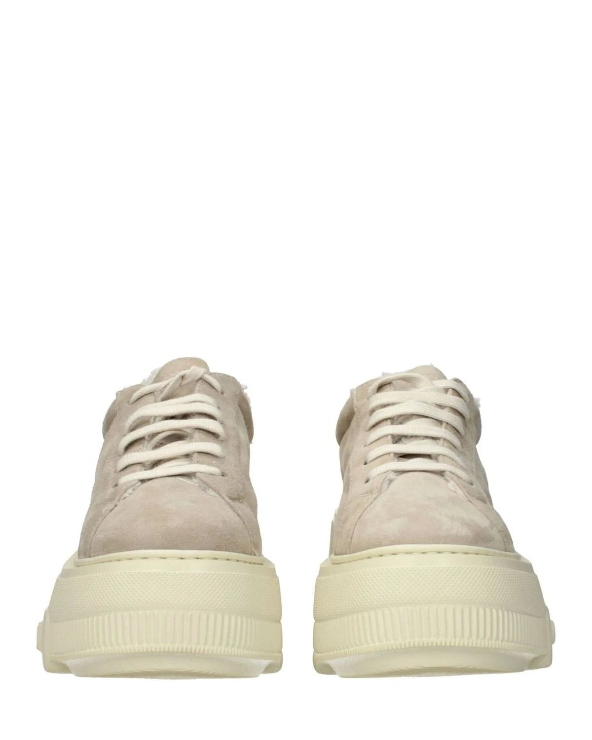 Casadei Beige Leather Chunky Sneakers