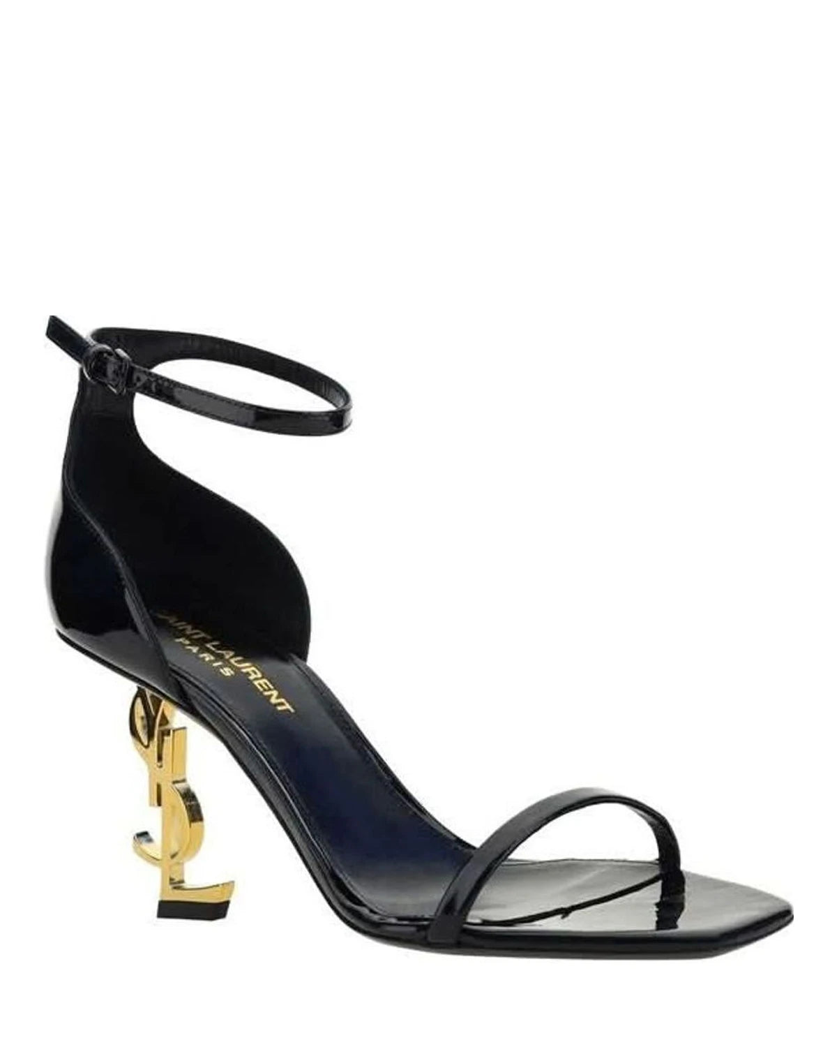 Saint Laurent Black Calf Leather Bos Taurus Stiletto Heel Sandals