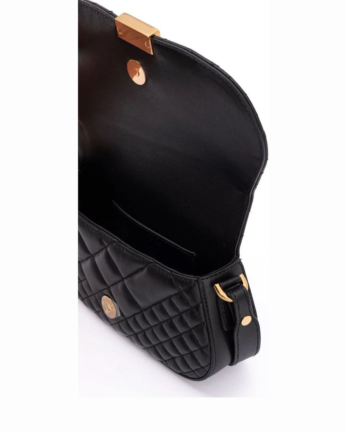 Versace Black Leather Quilted Shoulder Strap Bag Glam Steals