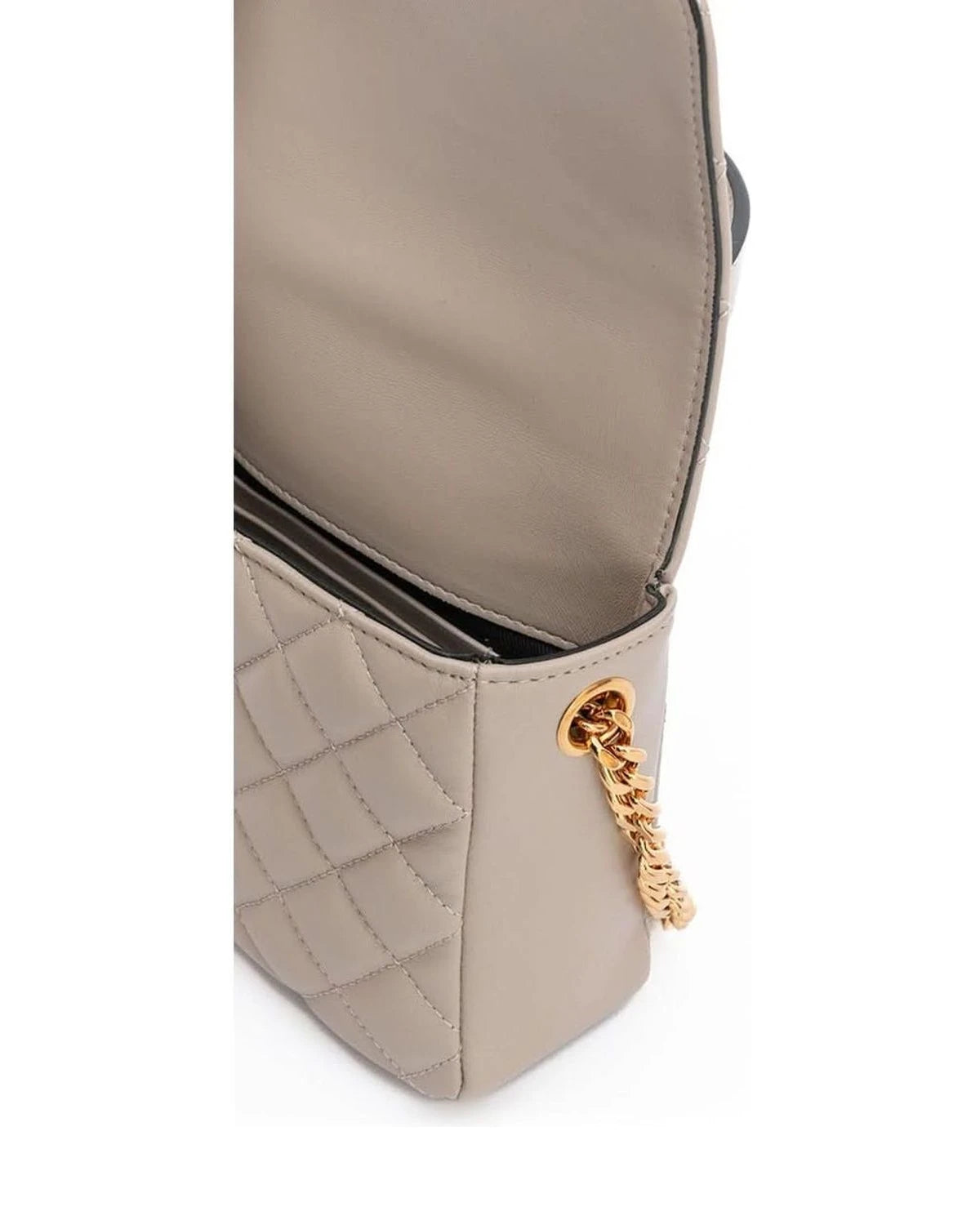 Versace Taupe Leather Quilted Handbag Glam Steals