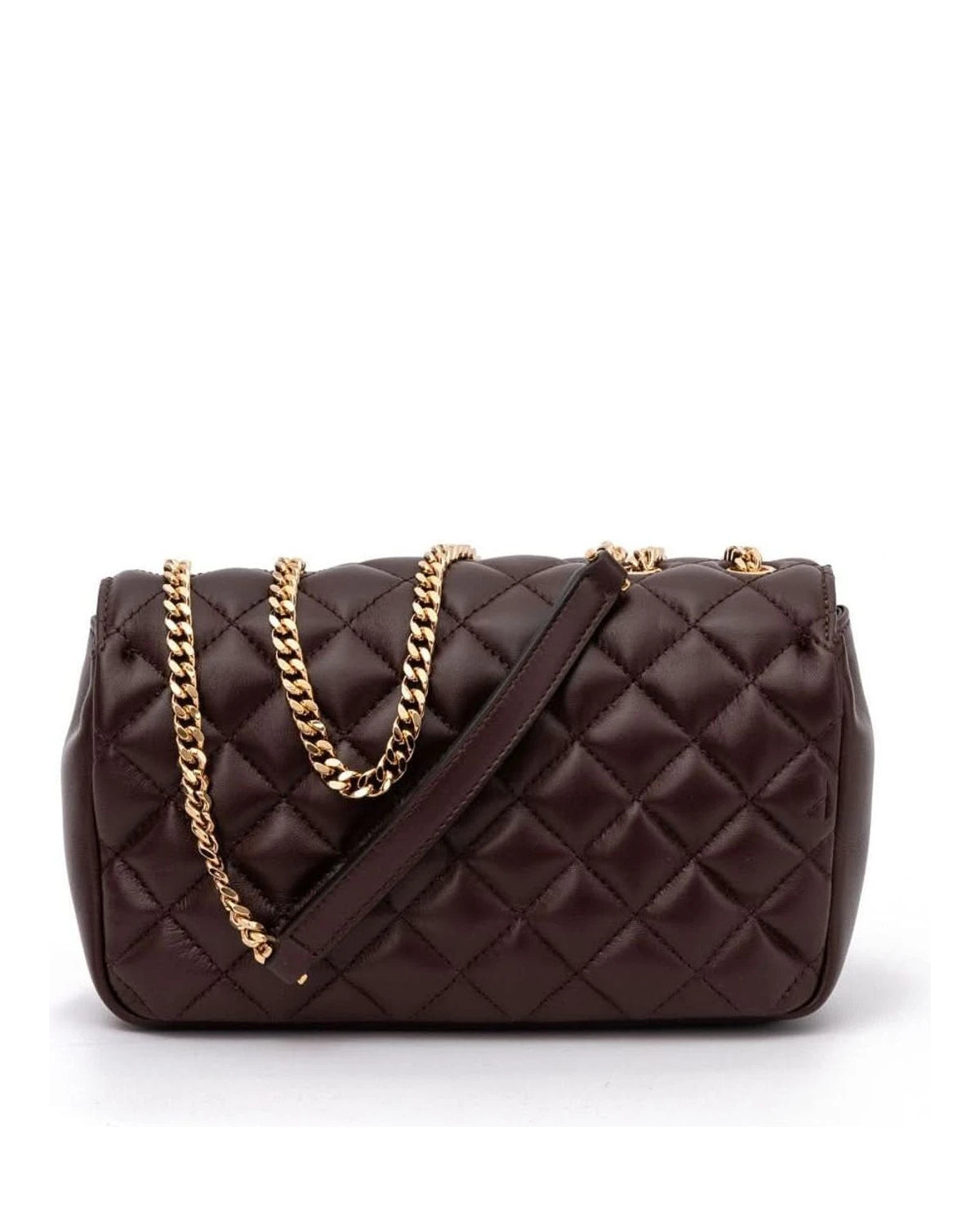 Versace Brown Leather Quilted Shoulder Strap Bag Glam Steals