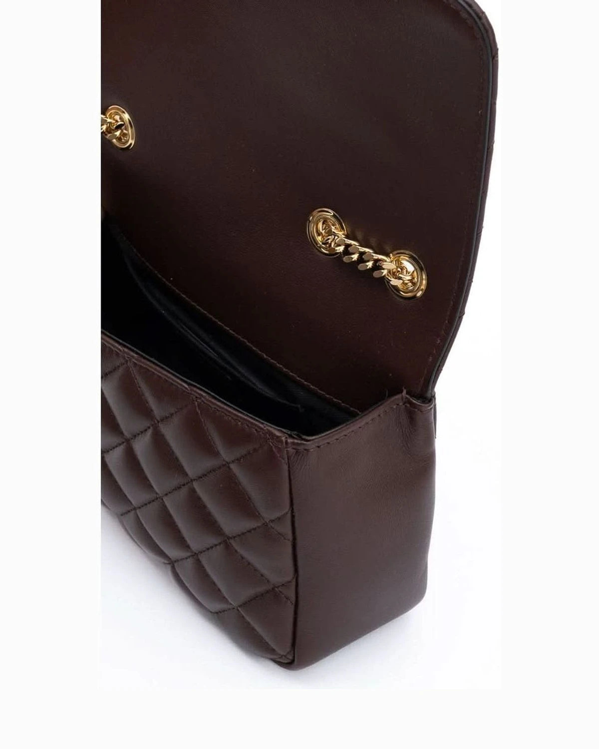 Versace Brown Leather Quilted Shoulder Strap Bag Glam Steals