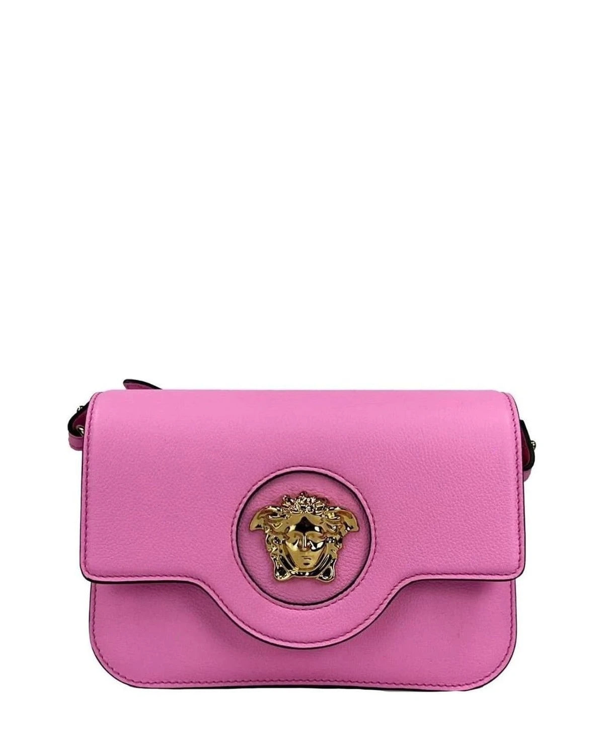 Versace Pink Leather La Medusa Shoulder Crossbody Bag Purse Glam Steals