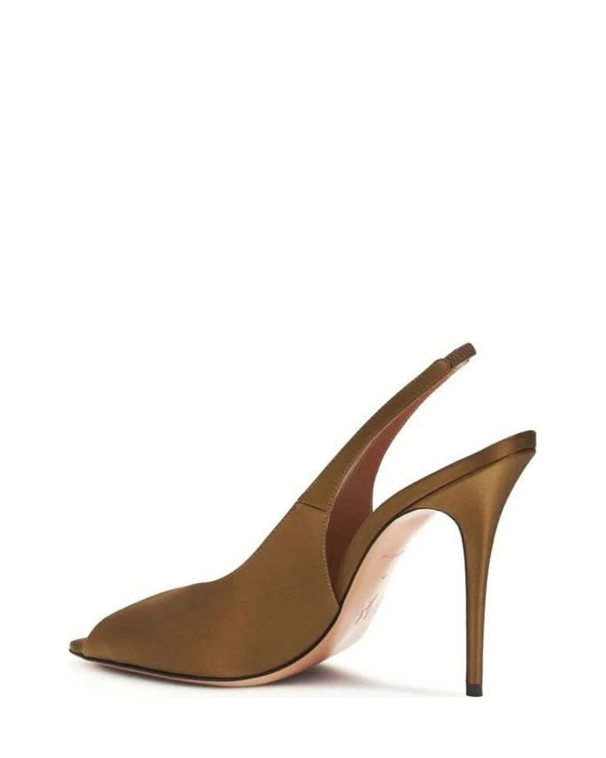Amina Muaddi Brown Silk Stiletto Heel Sandals Glam Steals