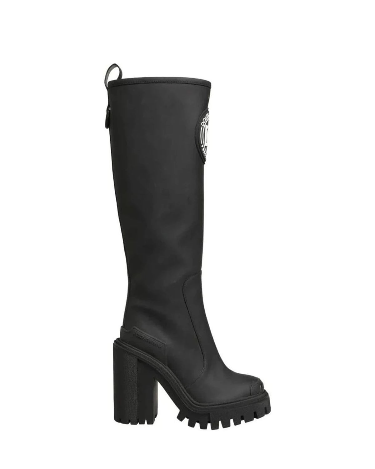 Dolce & Gabbana Black Leather Rubberised High Boots