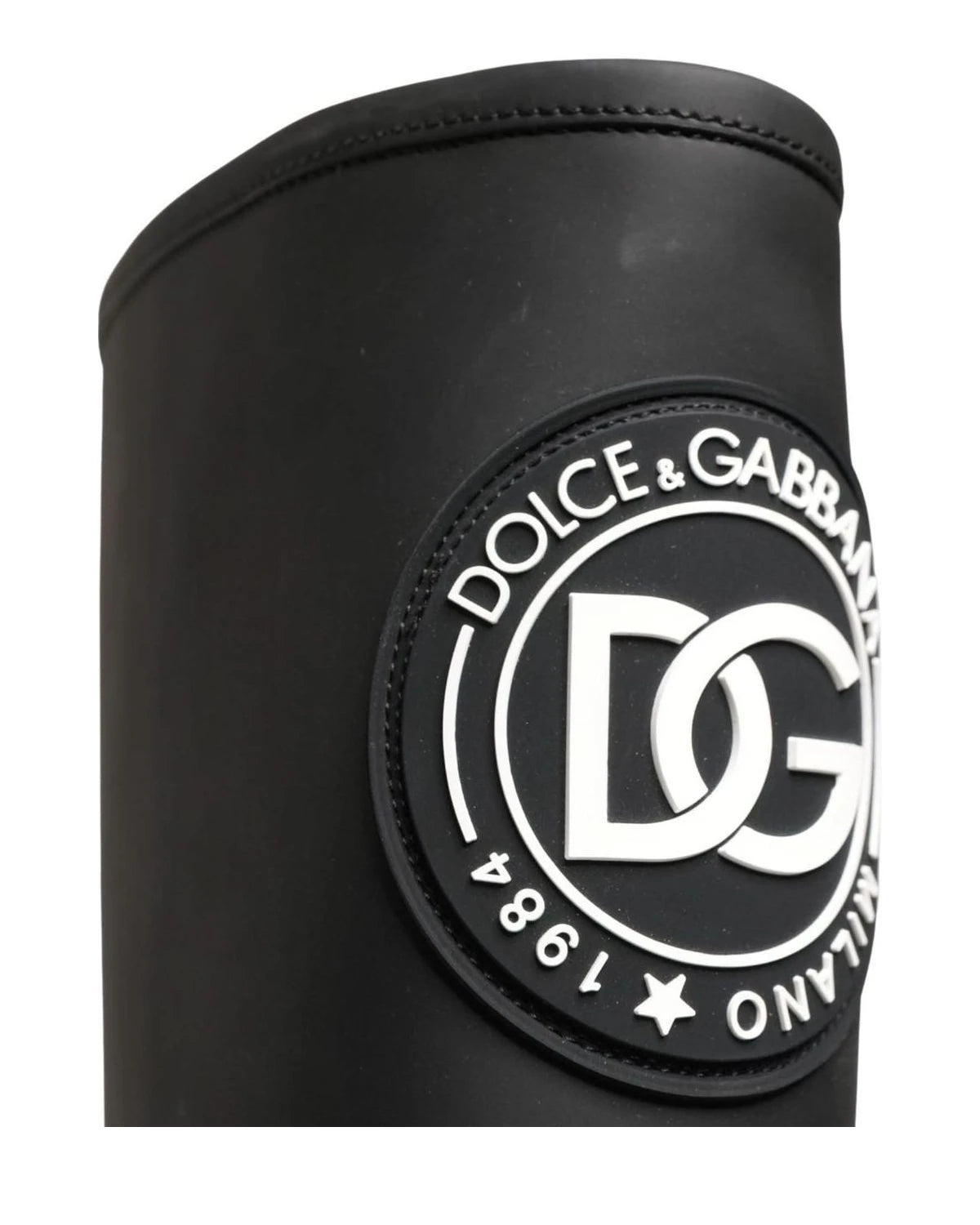 Dolce & Gabbana Black Leather Rubberised High Boots