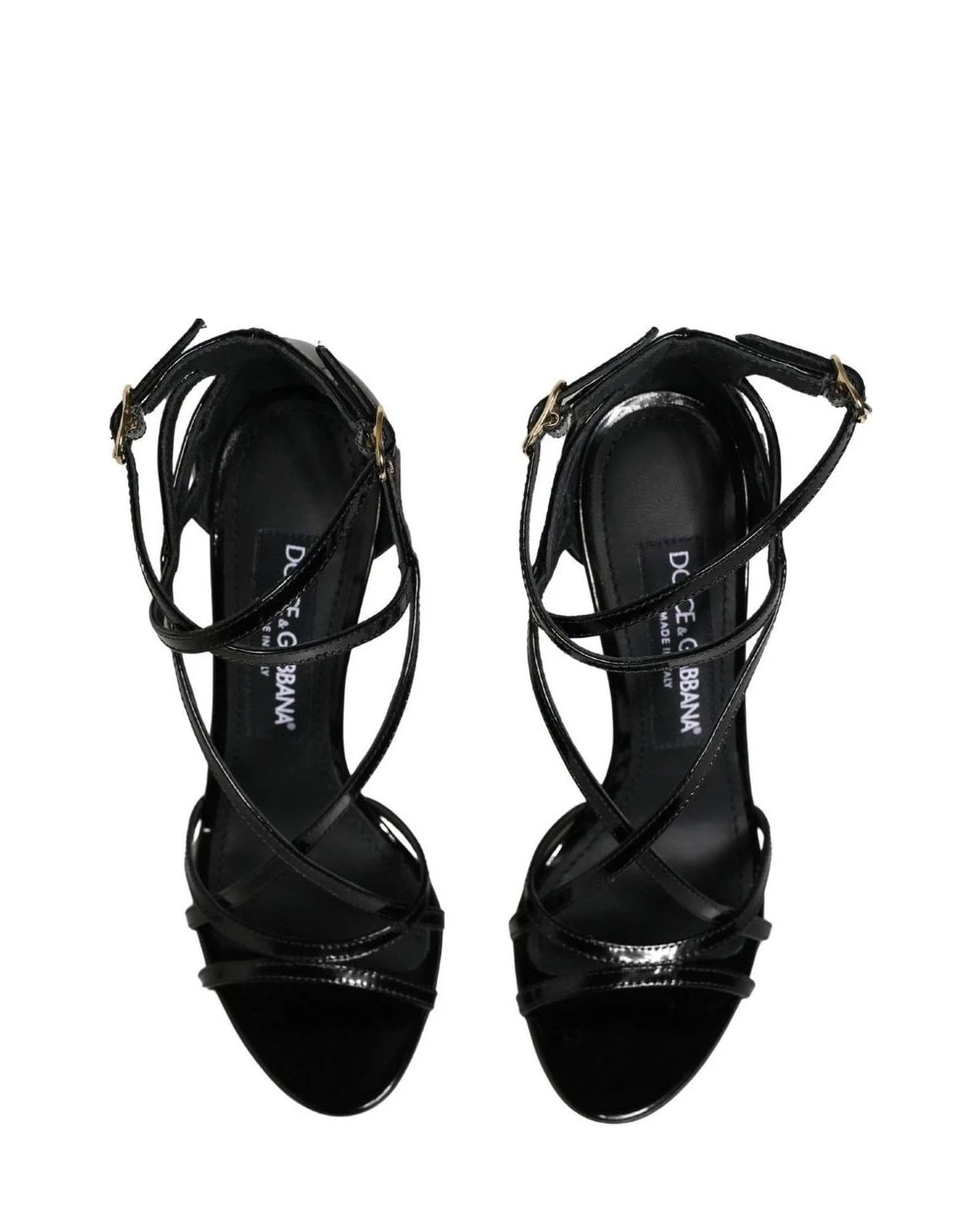 Dolce & Gabbana Black Leather Stiletto Heel Sandals Shoes
