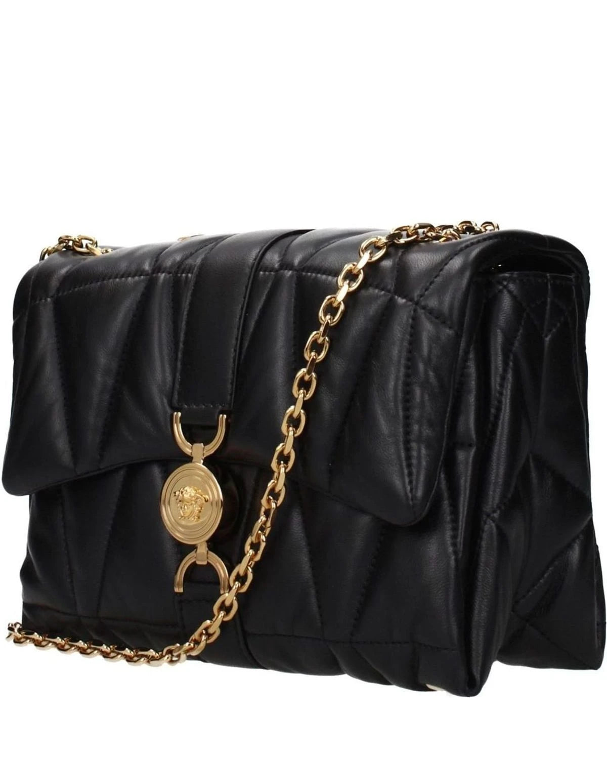 Versace Black Leather Shoulder Bag Glam Steals
