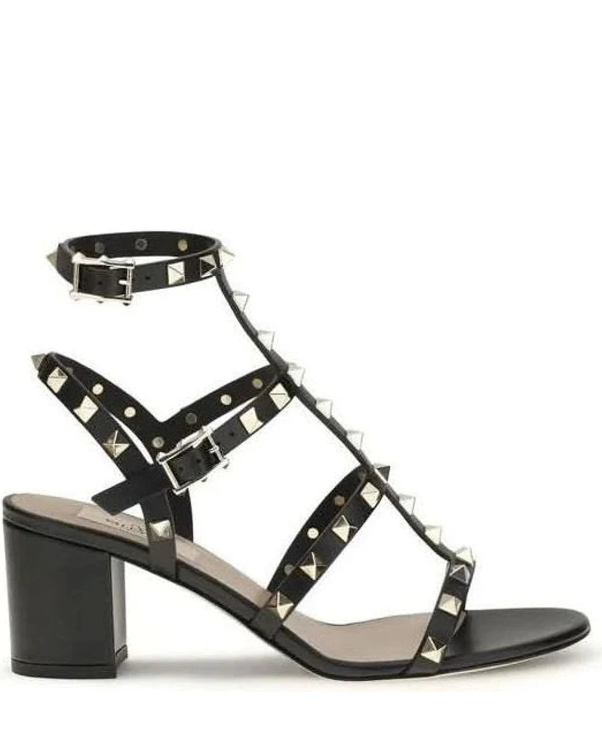 Valentino Garavani Black Leather Calf Bos Taurus Stiletto Heel Sandals Glam Steals