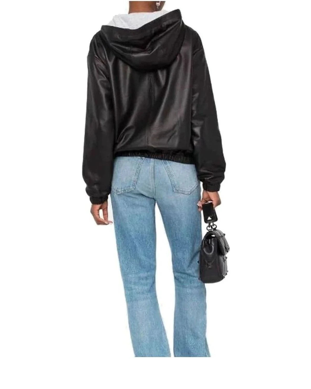 Saint Laurent Hoodie in black, Leather — view 3