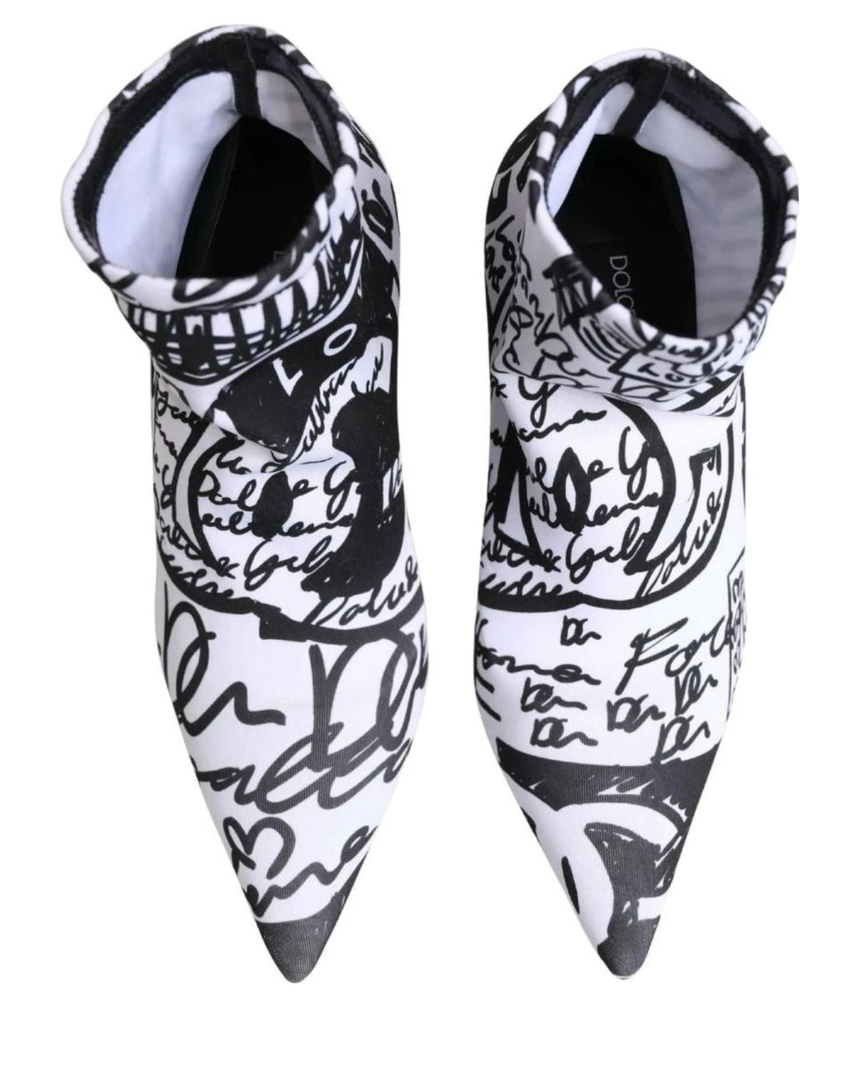 Dolce & Gabbana Graffiti White Ankle Boots
