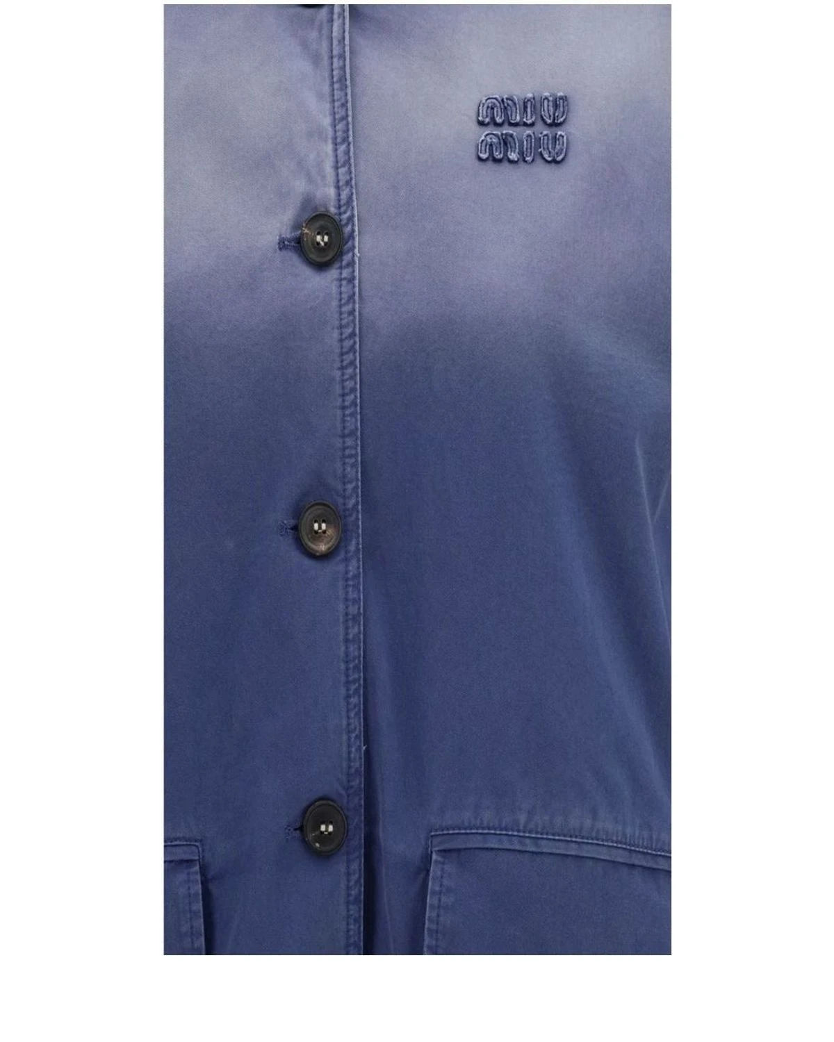 Miu Miu Bomber Jacket in blue, Cotton — view 3