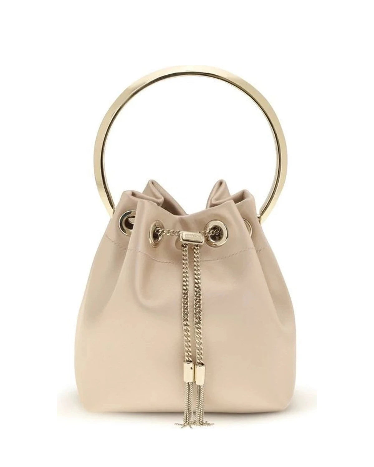 Jimmy Choo Beige Silk Bucket Bag