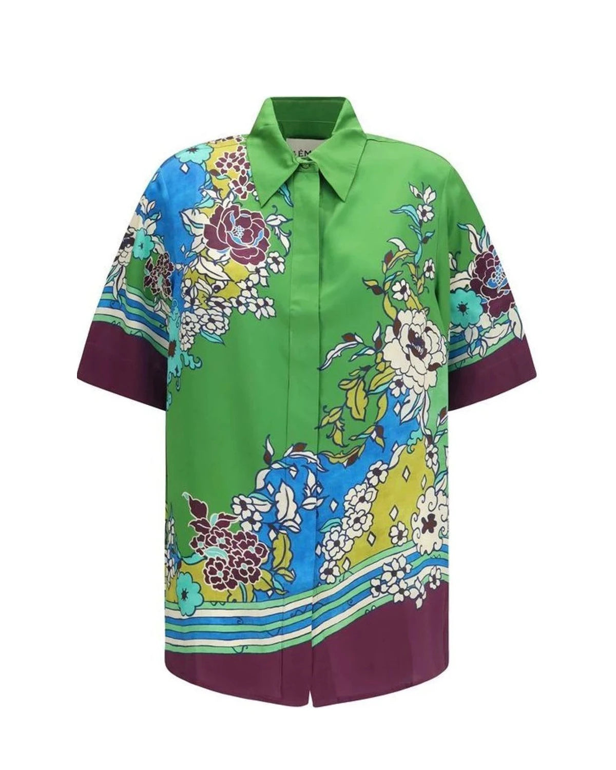 Alemais Blouse in green, Silk