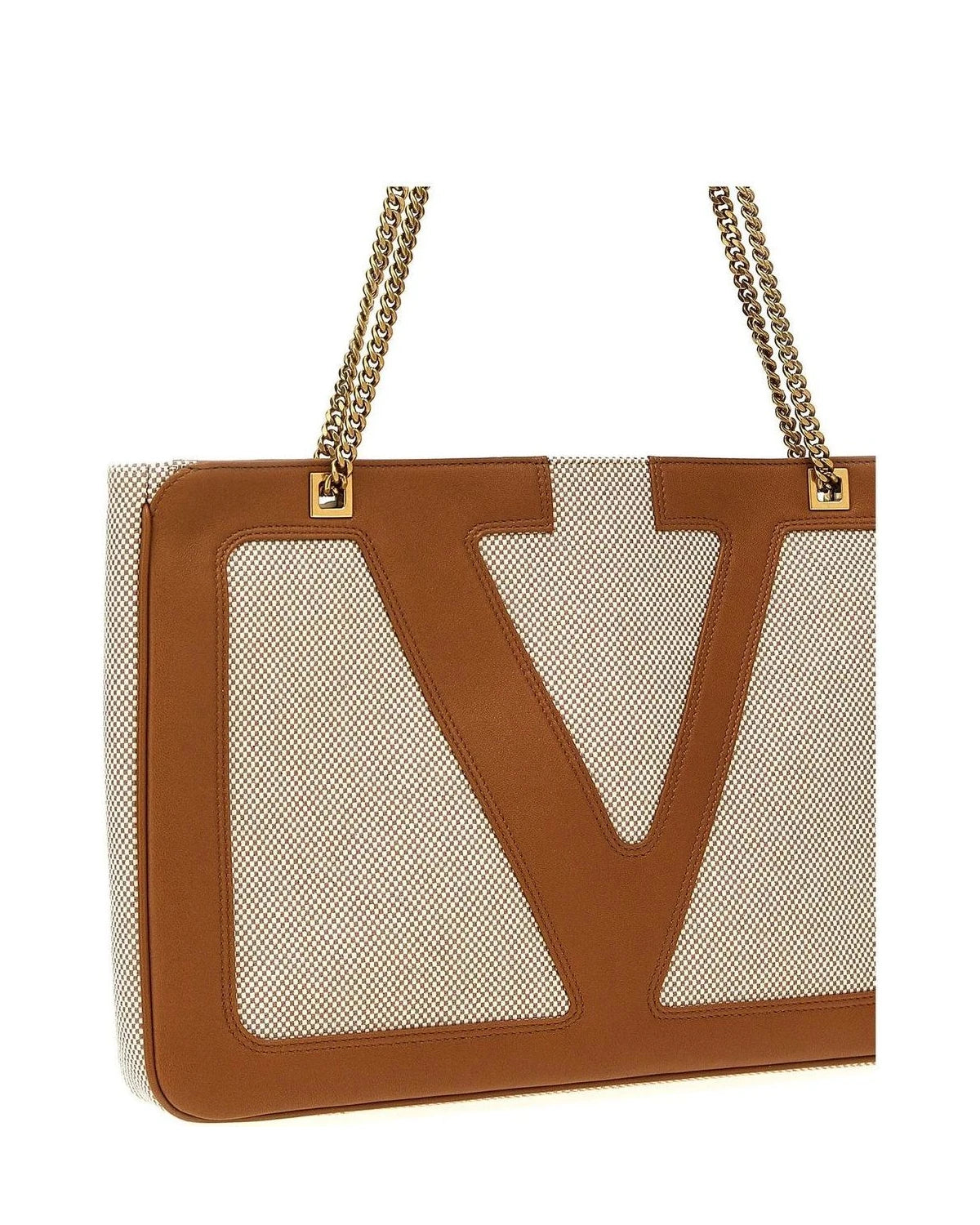 Valentino Garavani Shoulder Bag in beige, Cotton — view 3