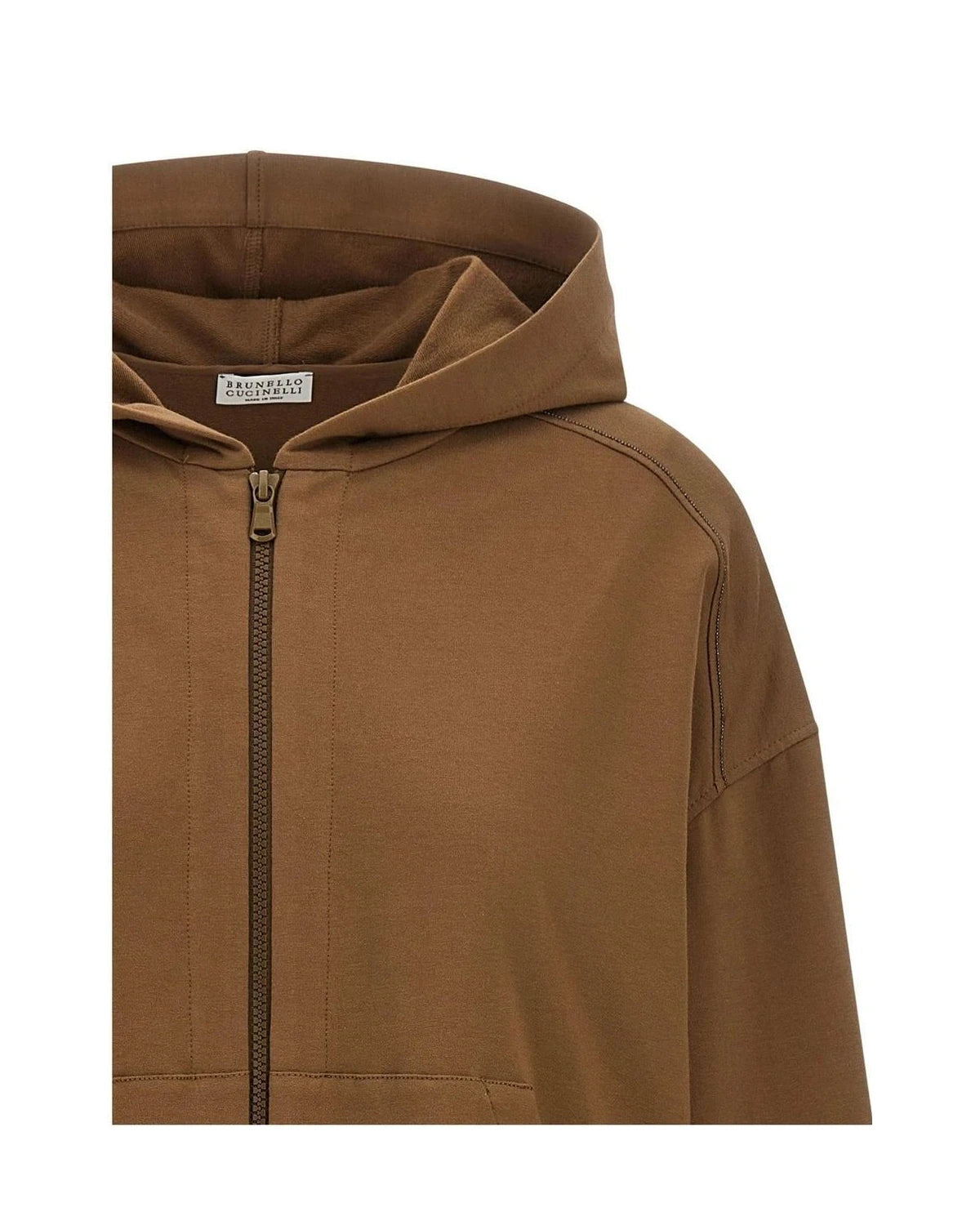 Brunello Cucinelli Hoodie in brown, Cotton — view 3