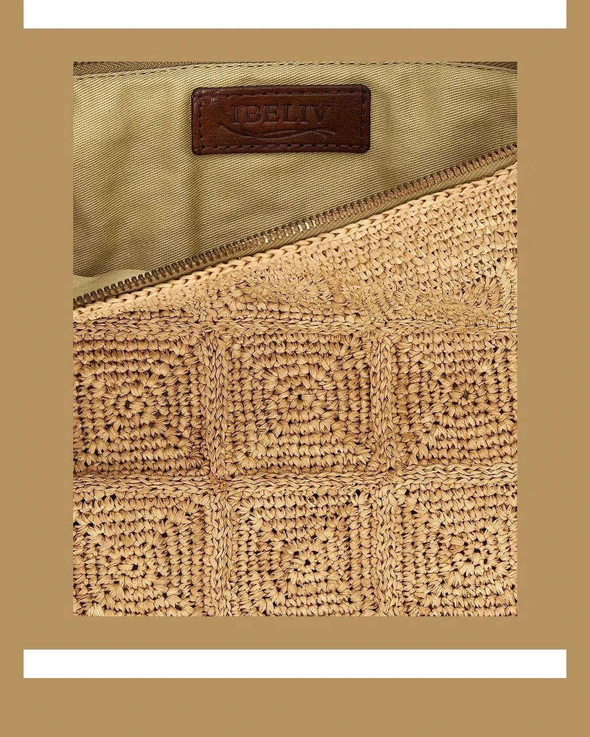 Ibeliv Clutch Bag in beige, Raffia — view 4