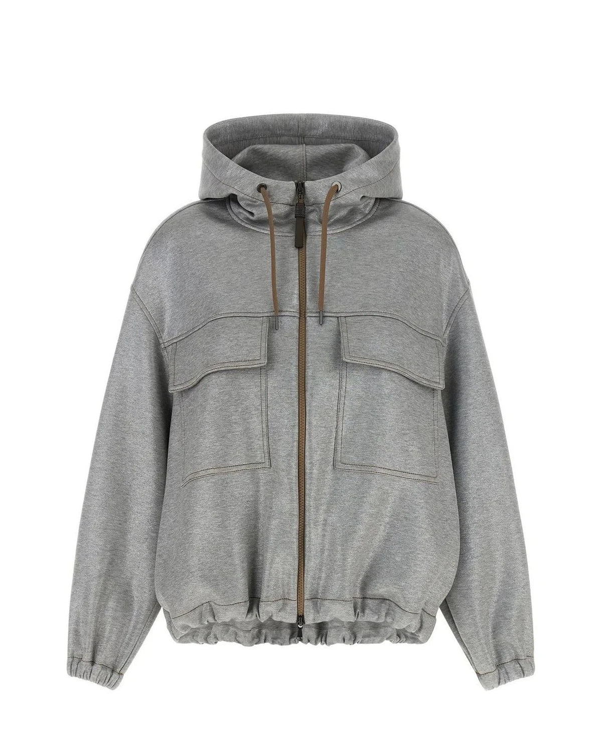 Brunello Cucinelli Bomber Jacket in silver, Cotton