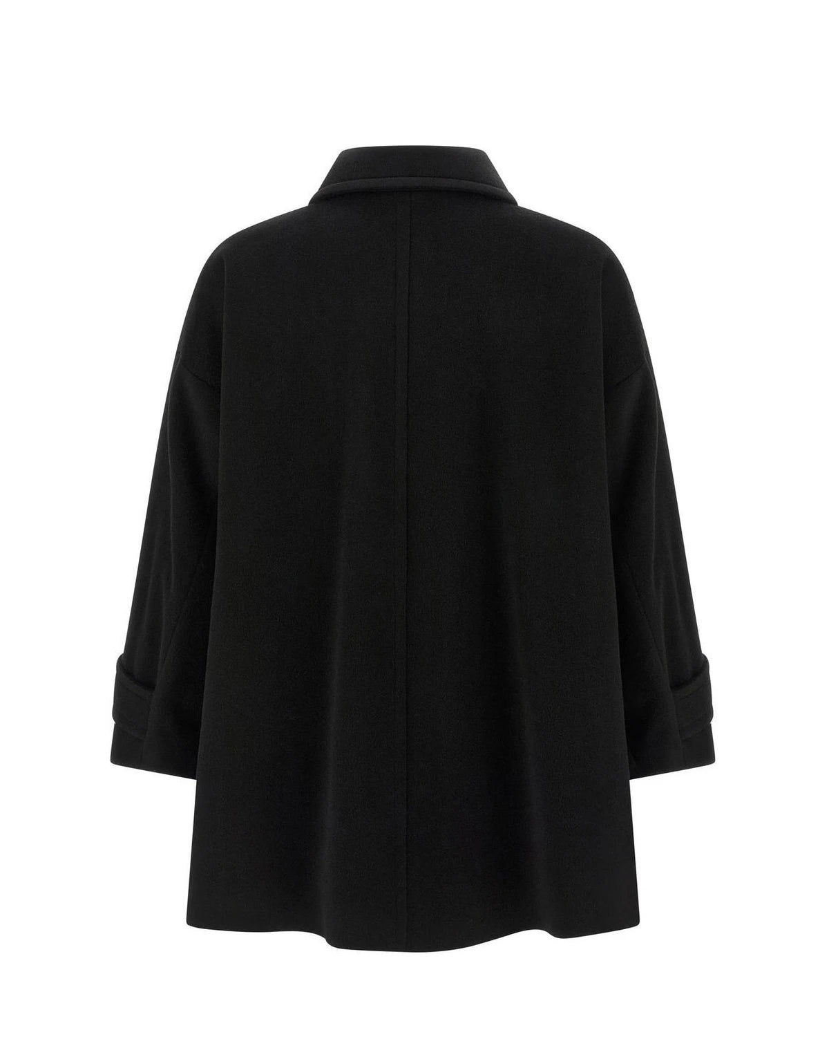 Alberto Biani Pea Coat in black, Virgin Wool — view 2