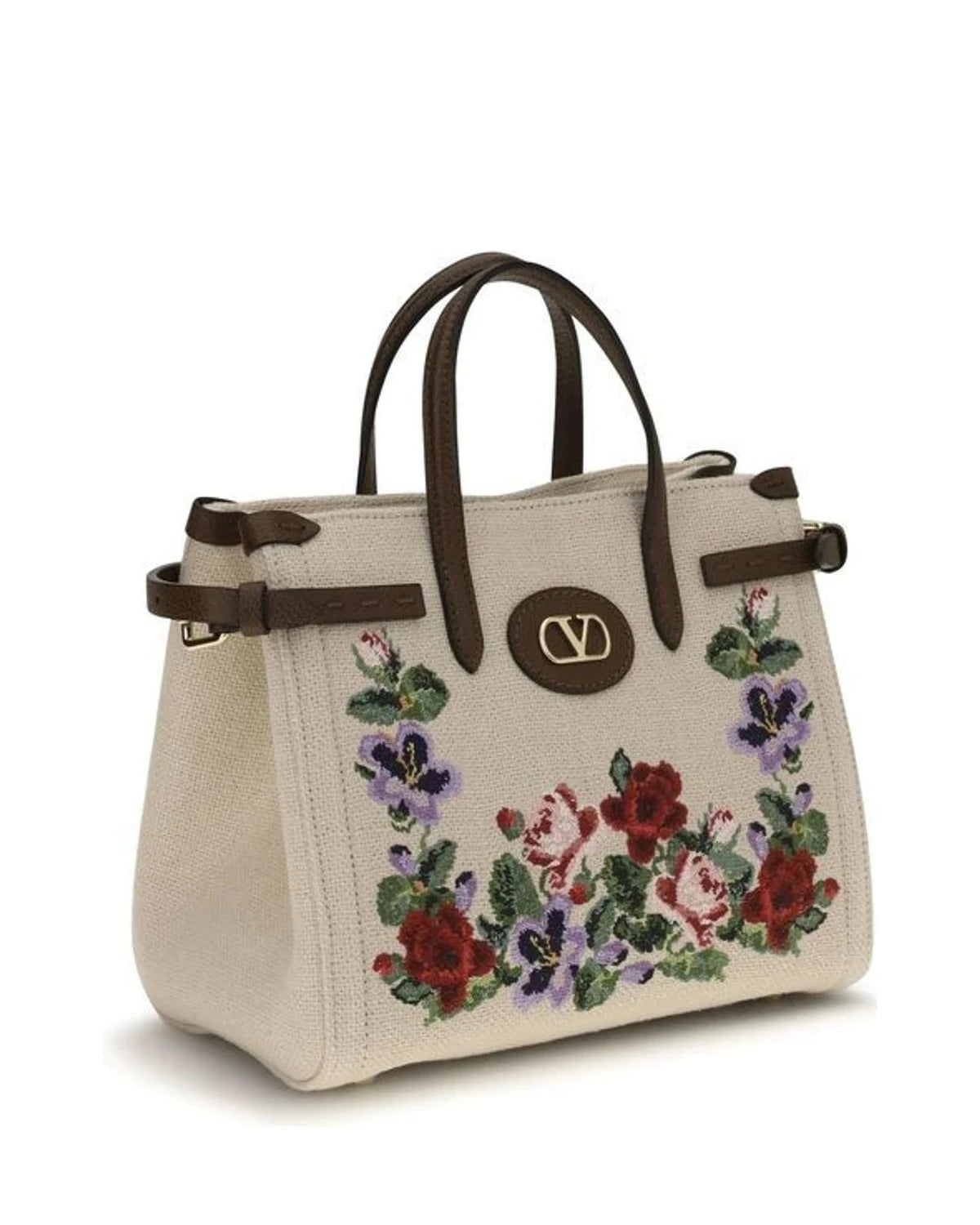 Valentino Garavani Satchel Bag in beige, Linen — view 2