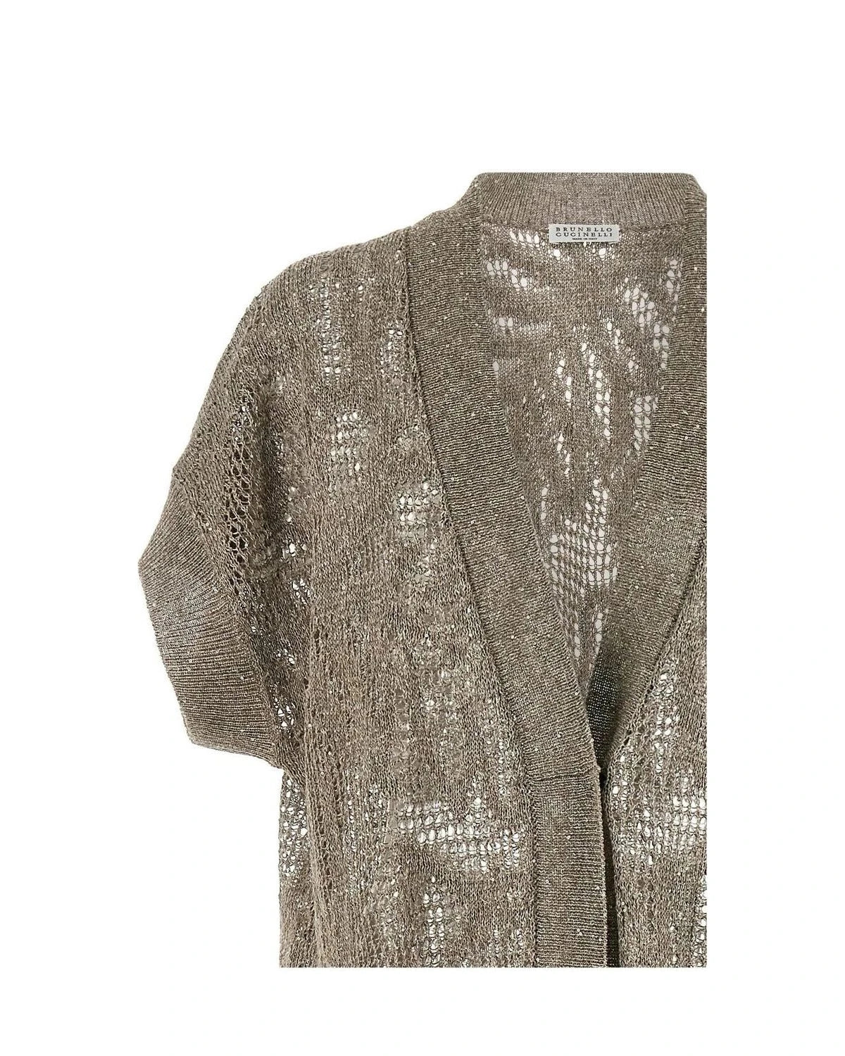 Brunello Cucinelli Cardigan in brown, Linen — view 3