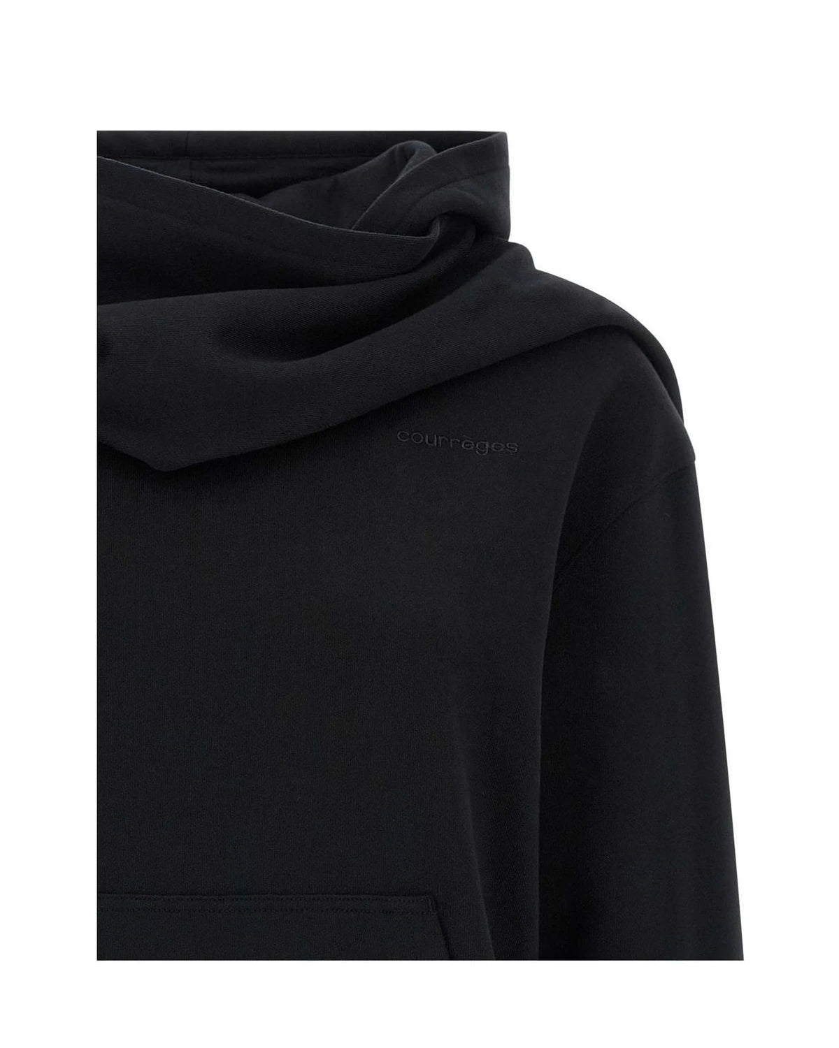 Courrèges Hoodie in black, Cotton — view 3