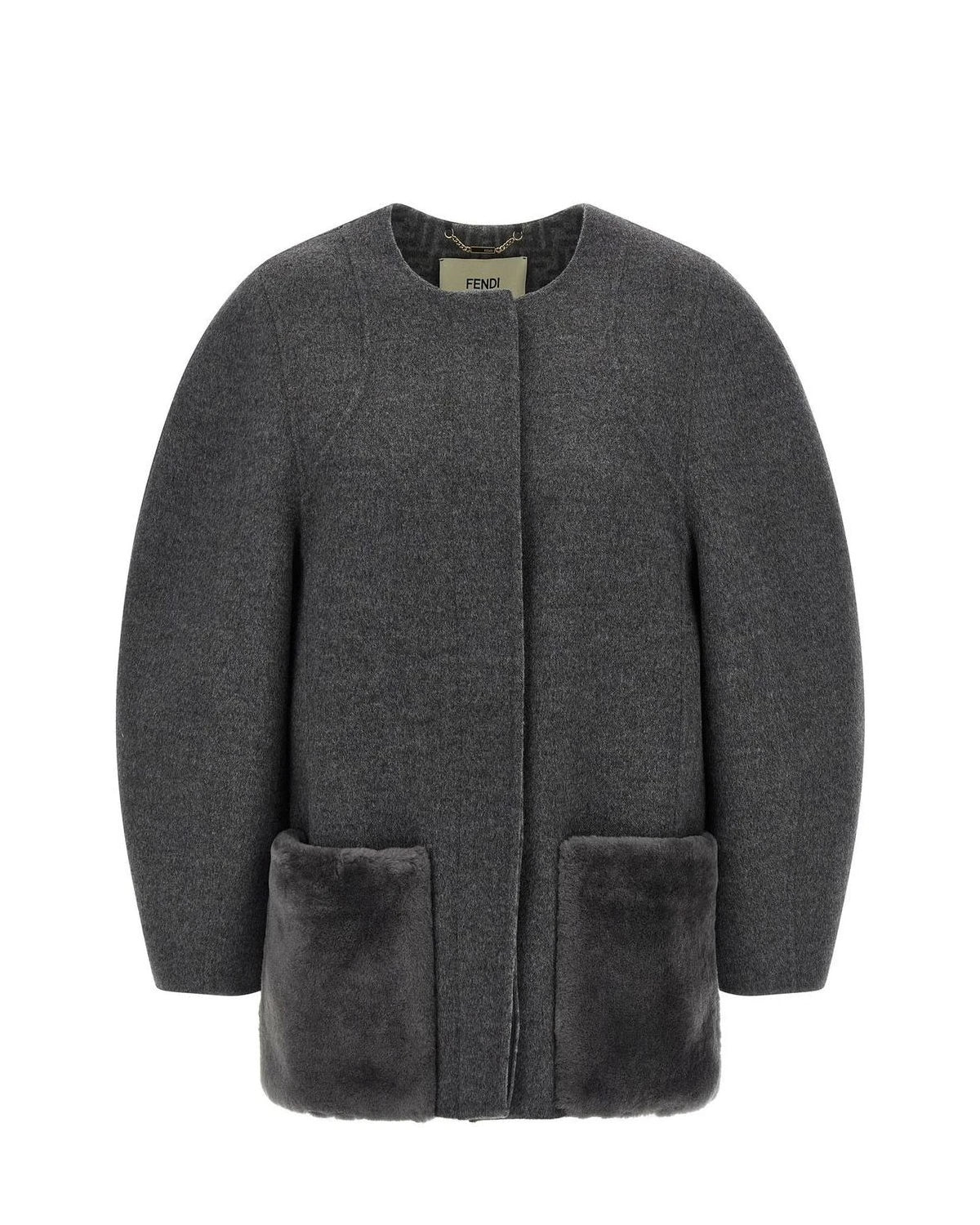 Fendi Wrap Coat in gray, Virgin Wool