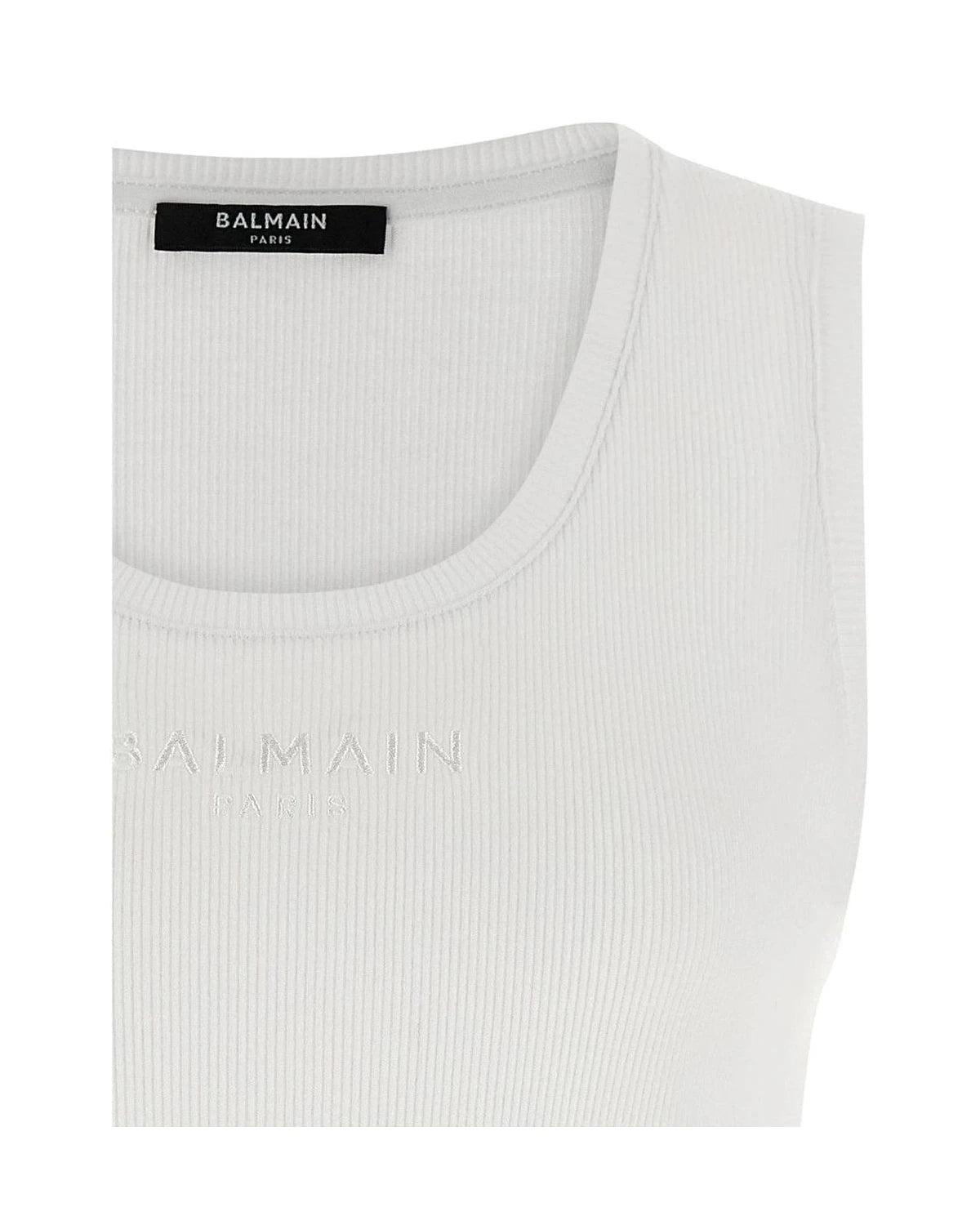 Balmain Tank Top in white, Cotton — view 3