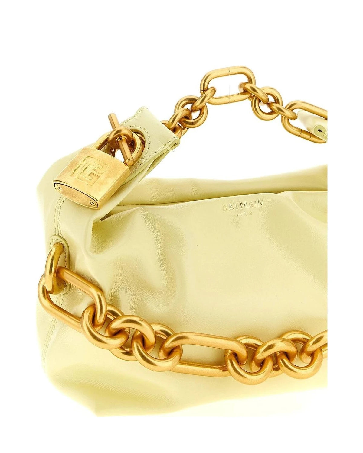 Balmain Hobo Bag in beige, Calfskin Leather — view 3
