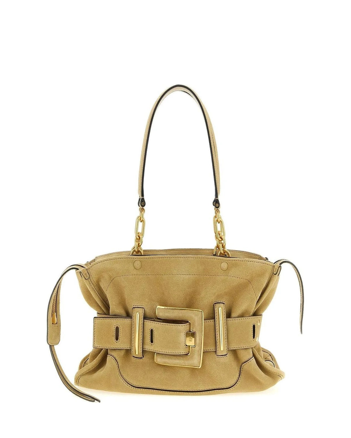 Balmain Shoulder Bag in beige, Calfskin Leather