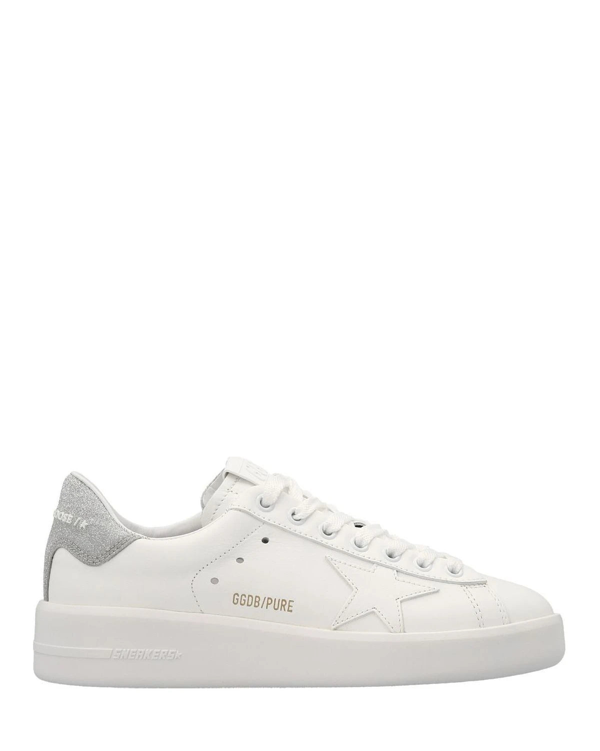Silver Leather Low Top Sneakers