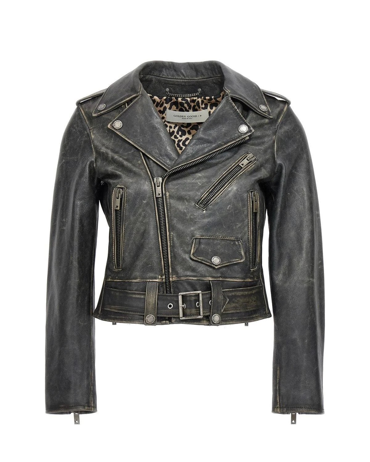 Golden Goose Trucker Jacket in black, Leather