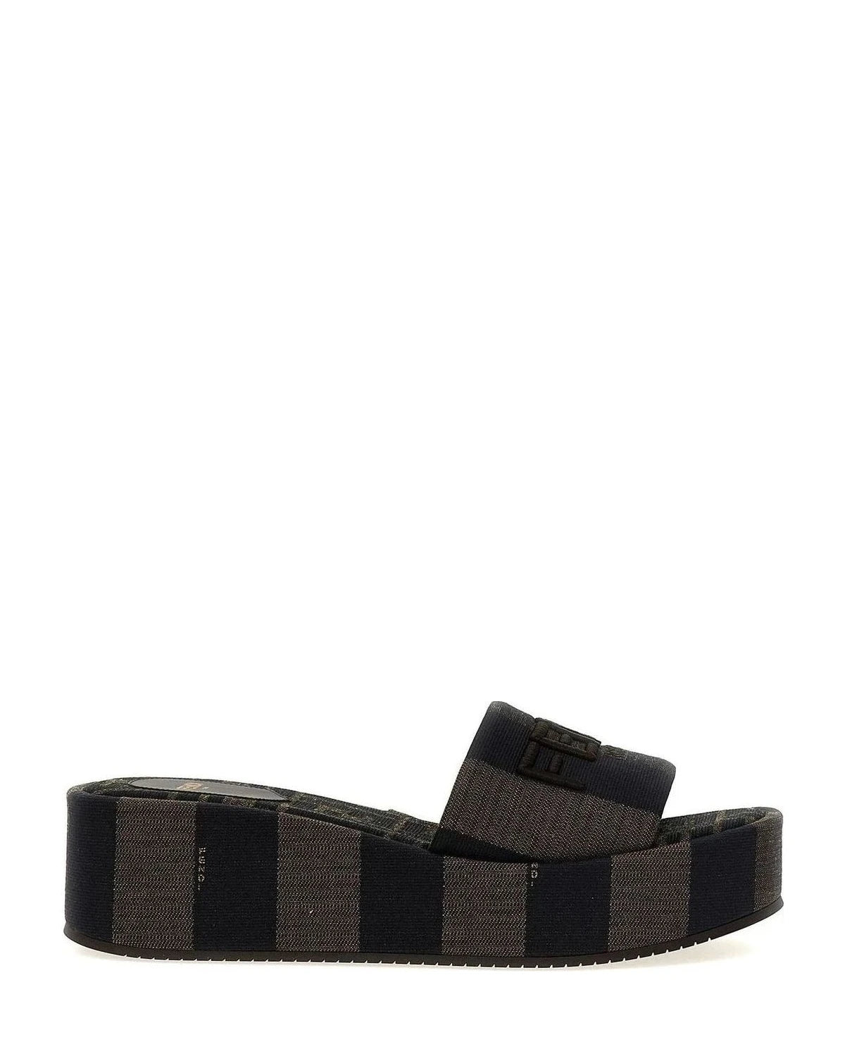 Fendi Slides in brown, Cotton