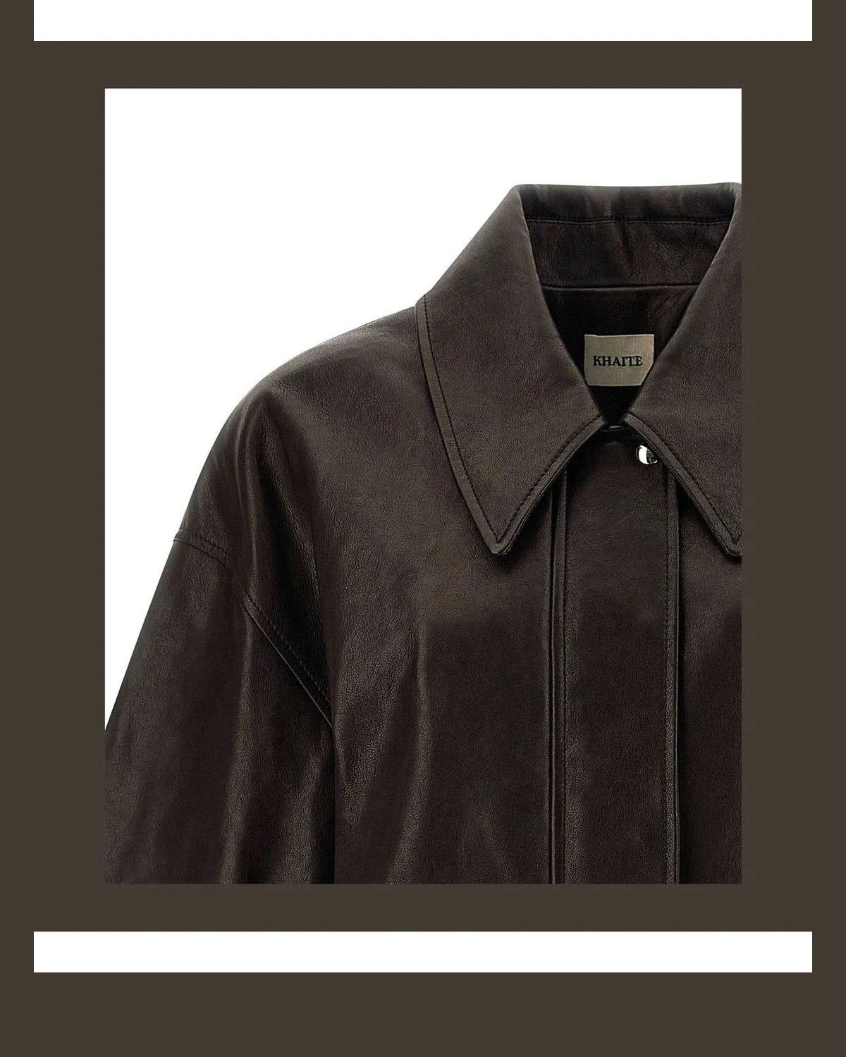 Khaite Bomber Jacket in brown, Lamb Leather — view 3