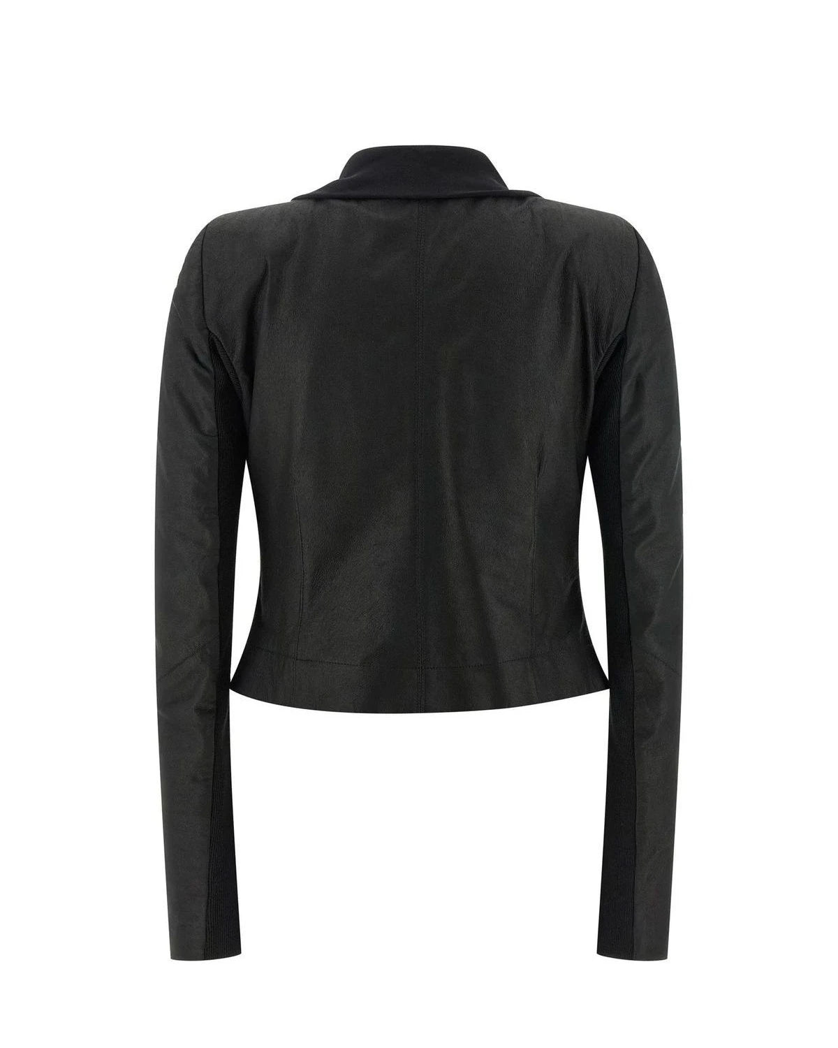 Rick Owens Trucker Jacket in black, Lamb Leather — view 2
