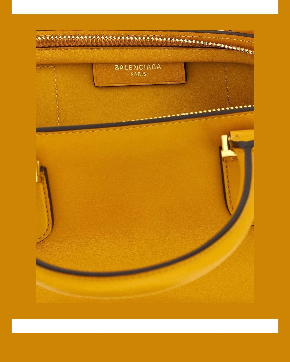 Balenciaga Baguette Handbag in yellow, Calfskin Leather — view 4