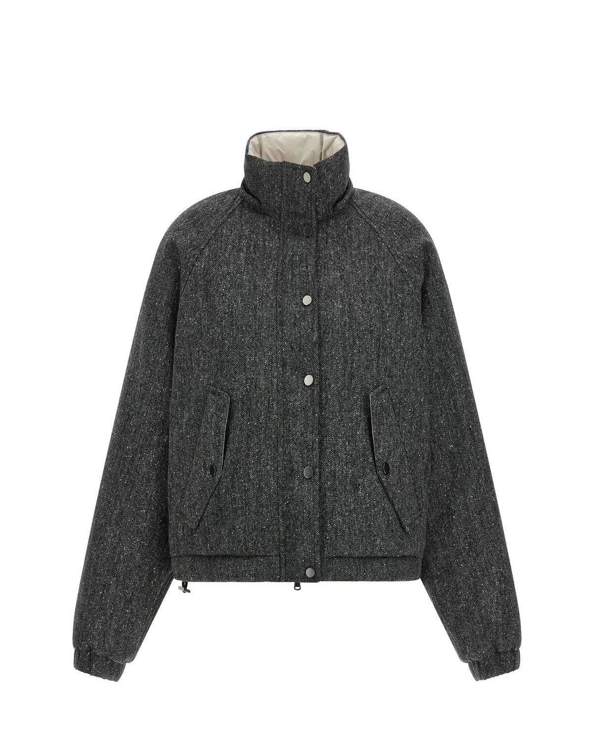 Brunello Cucinelli Bomber Jacket in gray, Virgin Wool — view 2