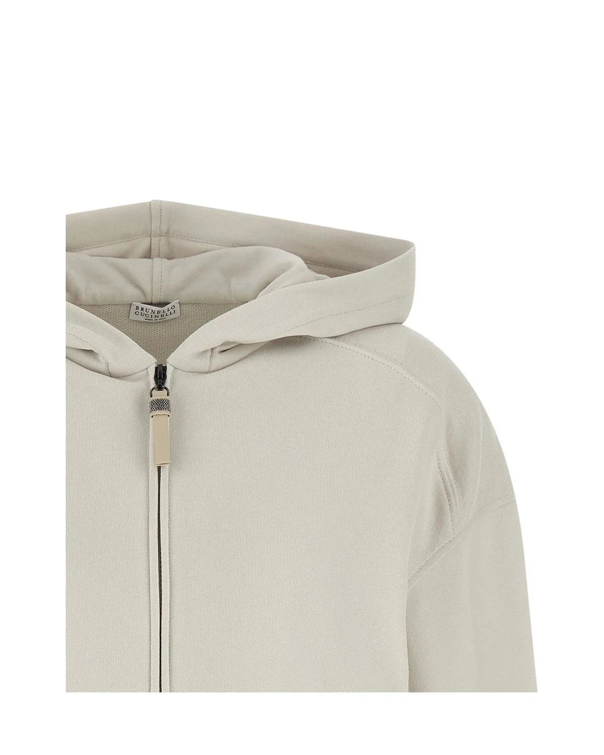 Brunello Cucinelli Hoodie in beige, Cotton — view 3
