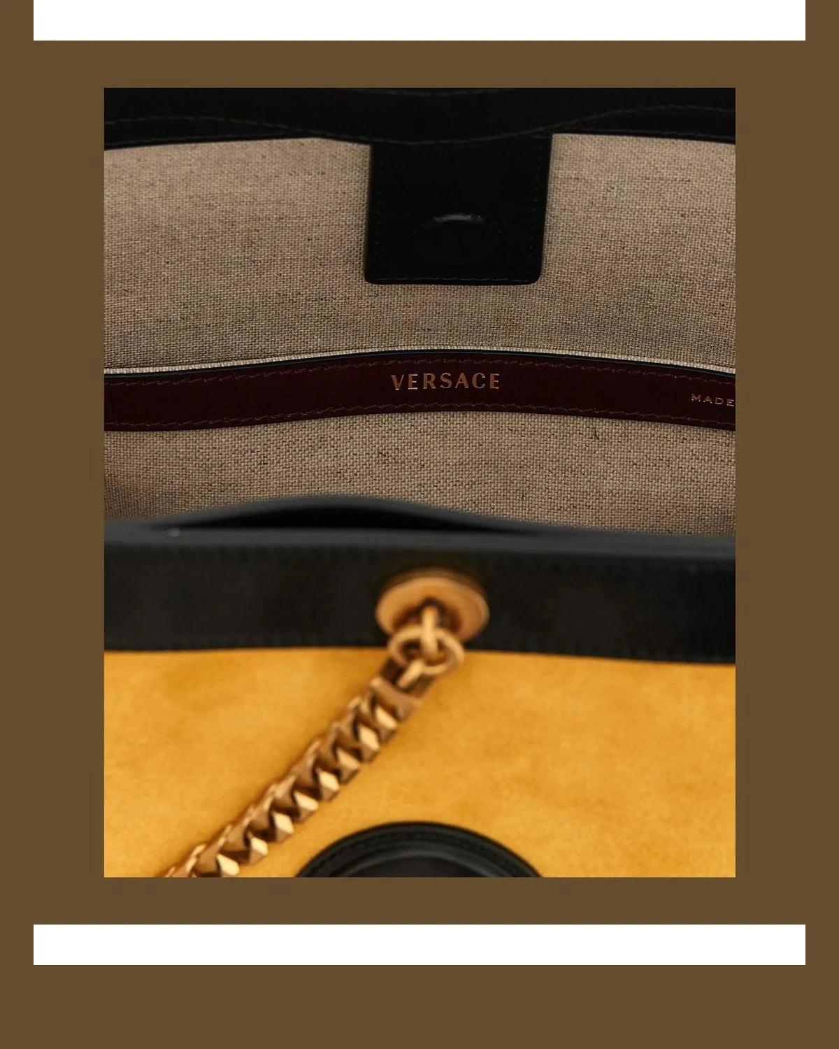 Versace Bucket Bag in yellow, Calfskin Leather — view 4