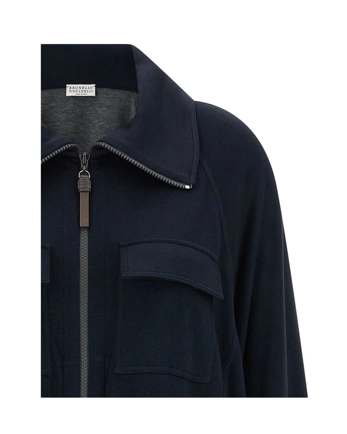 Brunello Cucinelli Bomber Jacket in blue, Cotton — view 3