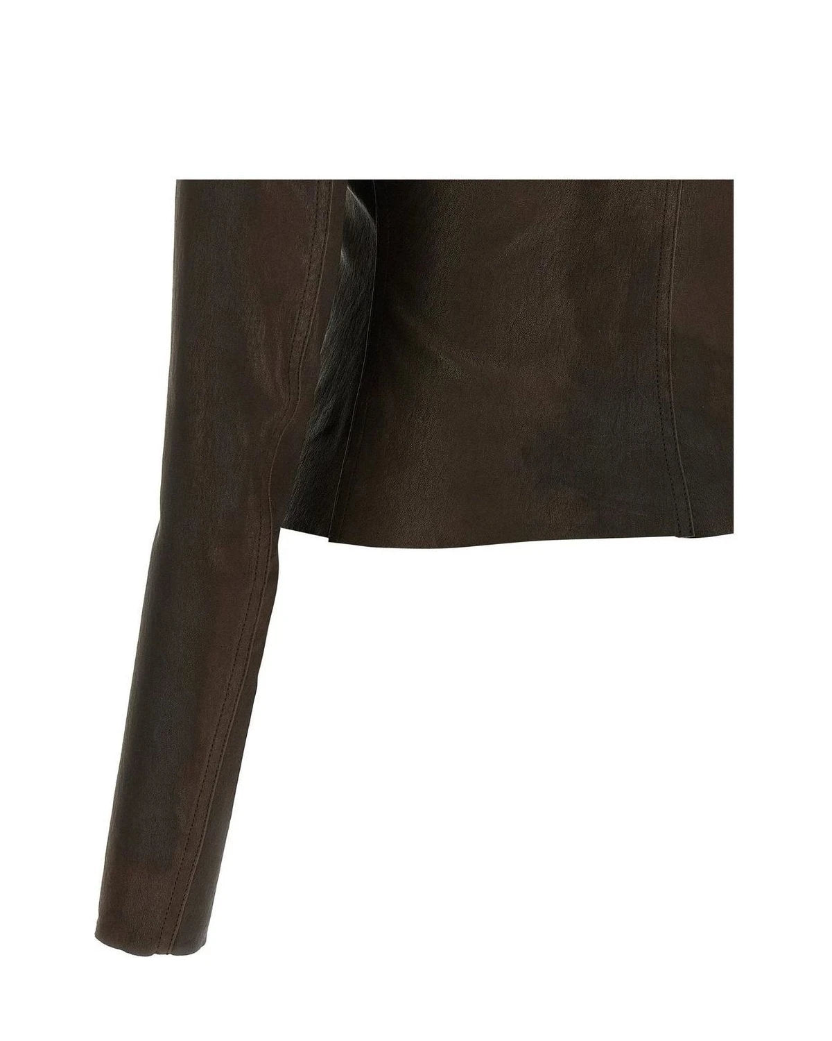 Rick Owens Trucker Jacket in brown, Lamb Leather — view 4