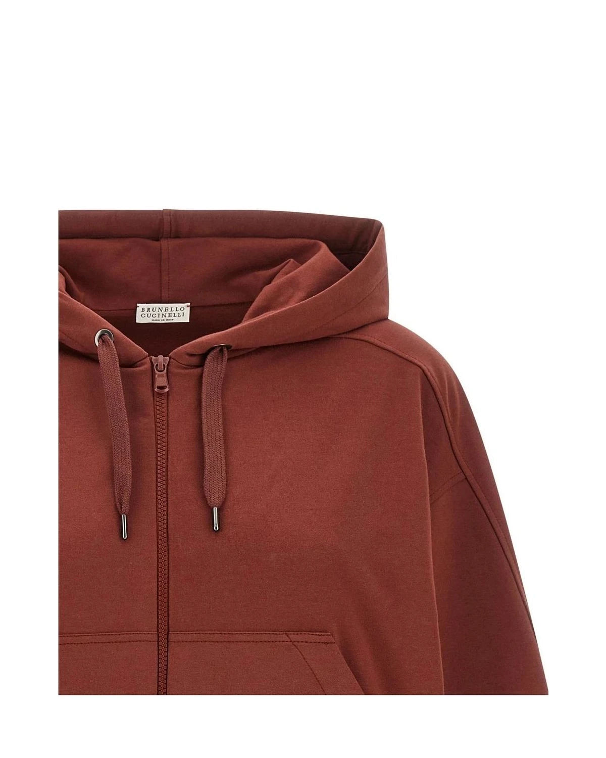 Brunello Cucinelli Hoodie in red, Cotton — view 3