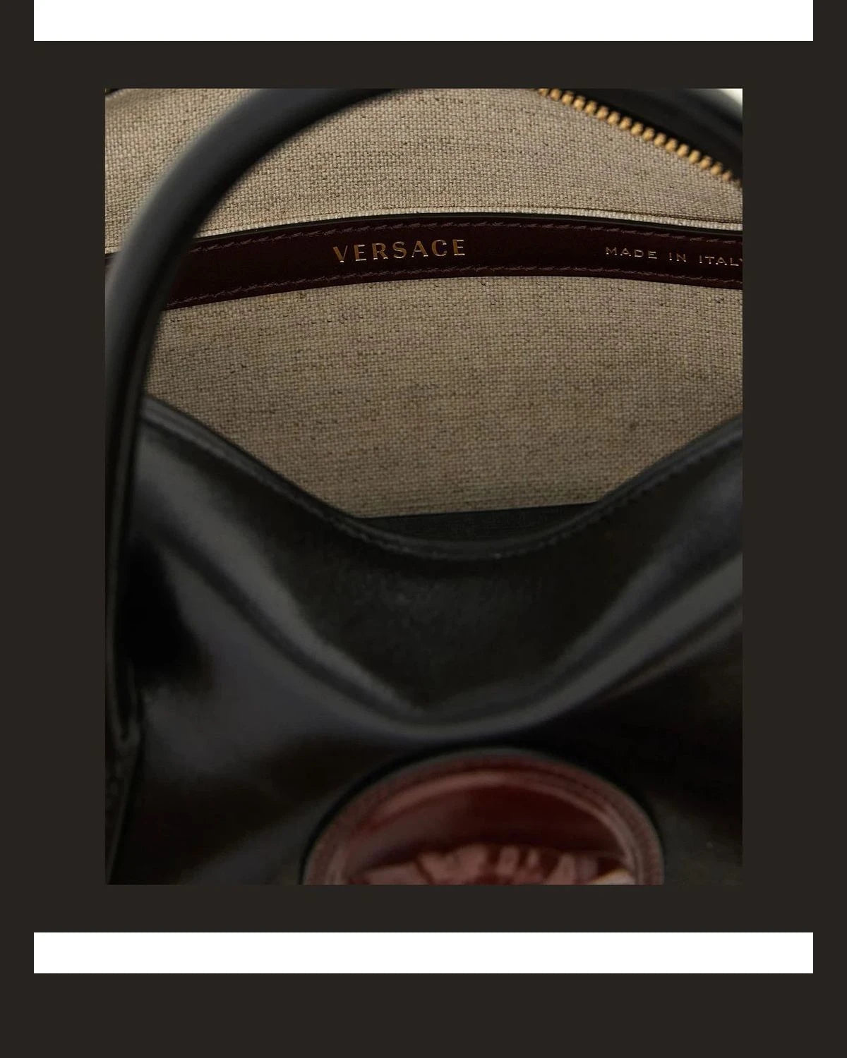 Versace Satchel Bag in black, Calfskin Leather — view 4