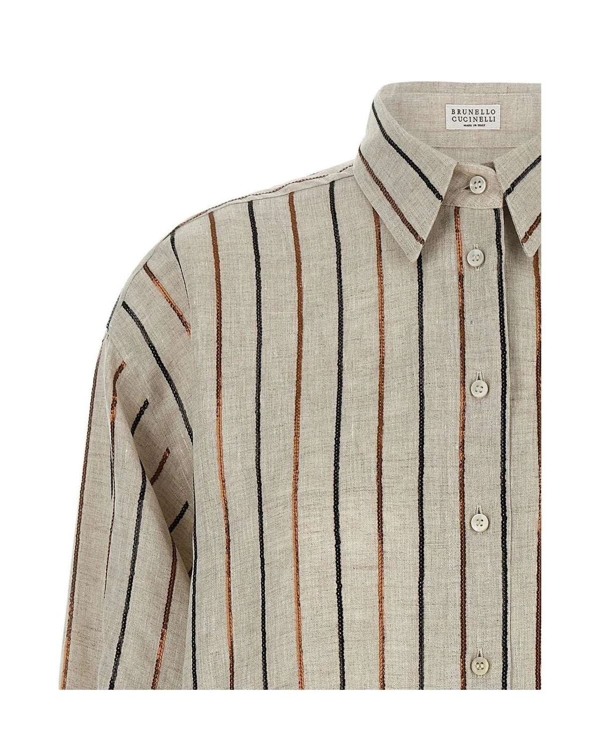 Brunello Cucinelli Dress Shirt in beige, Linen — view 3